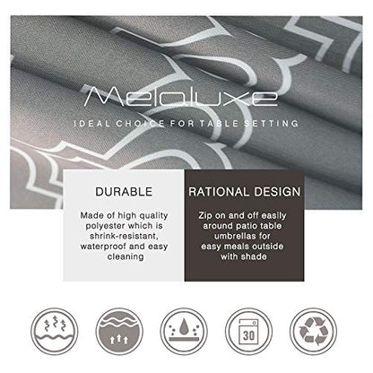 Melaluxe Spring/Summer Wrinkle-Free Waterproof Outdoor Tablecloth with Umbrella Hole and Zipper,60-Inch-by-84 Rectangle, Grey, Seats 6 to 8 People - color: Grey, size: 60" x 84" (Rectangular)