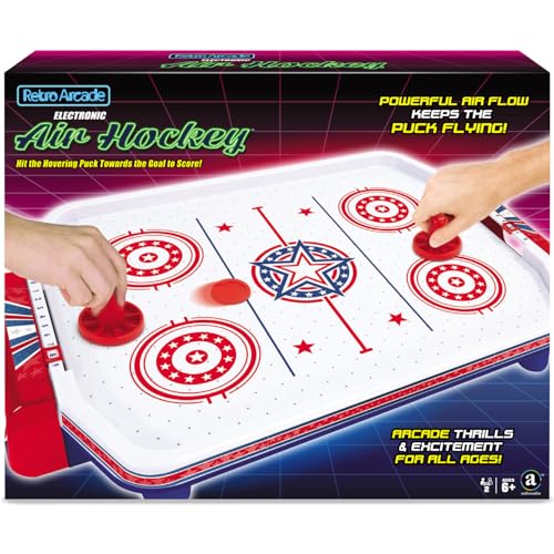 Merchant Ambassador Retro Arcade Electronic: Air Hockey - Tabletop Game, Powerful Airflow, 2 Players, Ages 6+