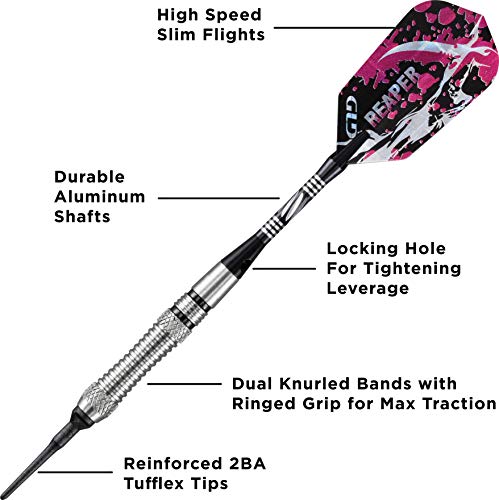 Viper Grim Reaper 80% Tungsten Soft Tip Darts with Storage/Travel Case - size: 18 Grams, style: Fine Knurling