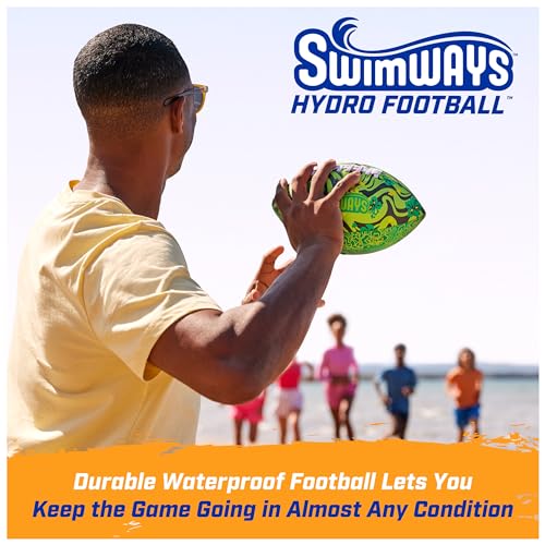 Swimways Hydro Waterproof Football, Outdoor Games for Adults and Kids, Swimming Pool Accessories and Pool Party Games,9.25 Inches, Green - color: Blue (New Version)
