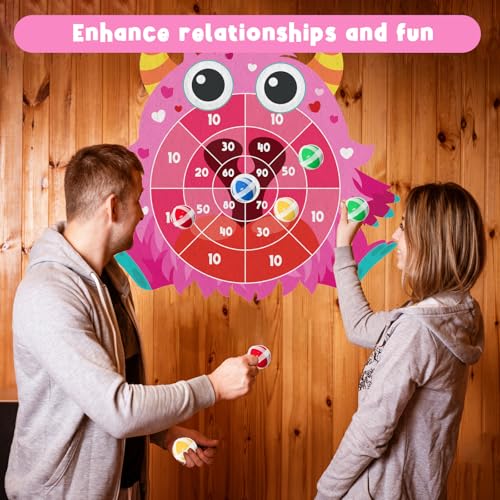 Yquqwn Monster-Themed Dart Game Set Includes 12 Sticky Dart Balls and Hanging Hook Dart Throwing Game for Parties Indoor Party Games Picnics Camping Activities Wall Dart Game