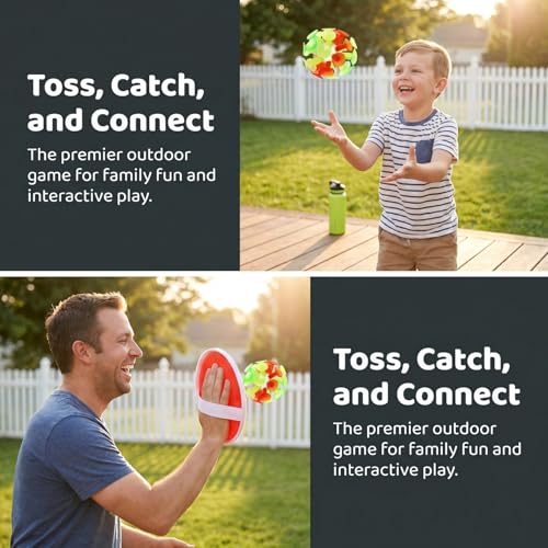 ibasenice Sticky Suction Cup Ball Toy Set with 4 Bats and 2 Balls Interactive Toss and Catch Outdoor Kids Game for Family Fun Lightweight and Portable Plastic Sticky for Children