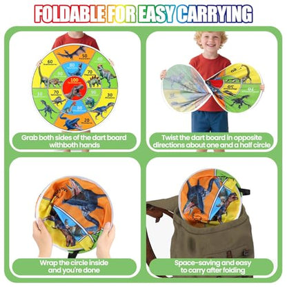 30 Inch LED Dart Board Kids Game,12PCS Sticky Balls,Indoor/Outdoor Sports Carnival Games Yard Party, Suitable for 3 4 5 6 7 8 9 10 Years Old Boys and Girls Birthday Gifts Dinosaur Toys