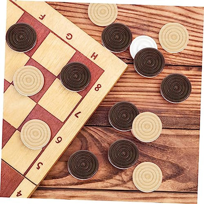 Yardwe 24pcs Wooden Checkers Game Pieces Set Replacement Accessories for Board Games Universal for Outdoor Fun