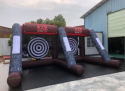 Inflatable Axe Throwing + Inflatable Ball Toss Target Dart Board (24 Axes+16 Toss Ball+ 8 Soccer Balls) for Backyard/Birthday/School/Team/Party Events, Double Darts for 2 Players
