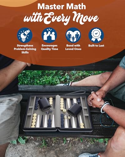 WE Games Backgammon Set, Board Games for Adults - Travel Games - Magnetic with Navy Blue Leatherette Backgammon Board and Carrying Strap - Travel Backgammon Sets for Adults - color: Navy Blue