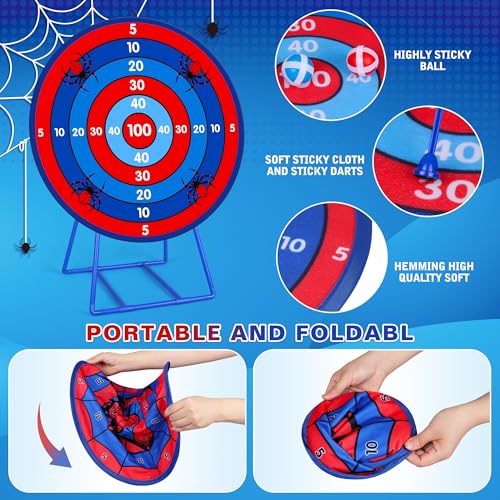 Large Dart Board for Kids, Kids Double-Sided Dart Board with Sticky Balls and Darts, Indoor/Outdoor Sport Fun Party Play Game Toys, Gifts for 3 4 5 6 7 8 9 10 11 12 Year Old Boys Girls - style: M032