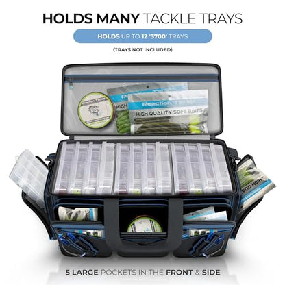 Reaction Tackle Saltwater Fishing Tackle Bags, Water Resistant 1000D PVC Tackle Box Bag with Removable Dividers, Fits 3600 and 3700 Trays, XL - size: XL Bag