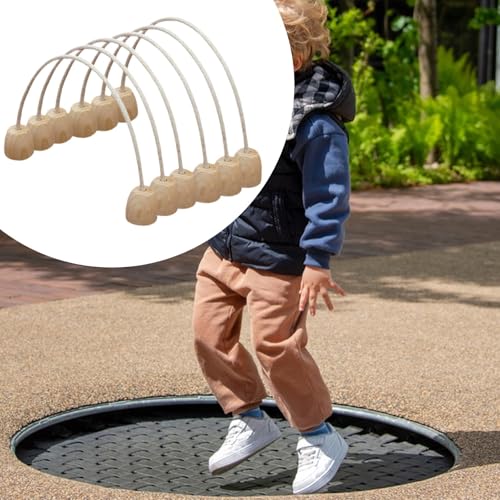 6 Pieces Portable Croquet Hoops Rope Croquet Wickets with Wood Base Material Easy Setup Suitable for Garden Lawn Family Events Children