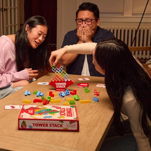 Tower Stack by Relatable - PAL Award 2025 Winner, Exciting Tower Game for Family Game Night, Building Toys for Kids - Includes 44 Cards, 32 Blocks, 1 Tower Body, Stand and Instructions