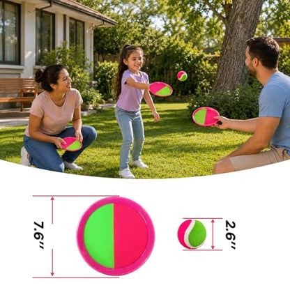 Toss and Catch Ball Set Boys Toys Outdoor Toys Yard Games Outside Games Beach Toys for Kids Ball and Catch Game with 4 Paddles and 4 Balls