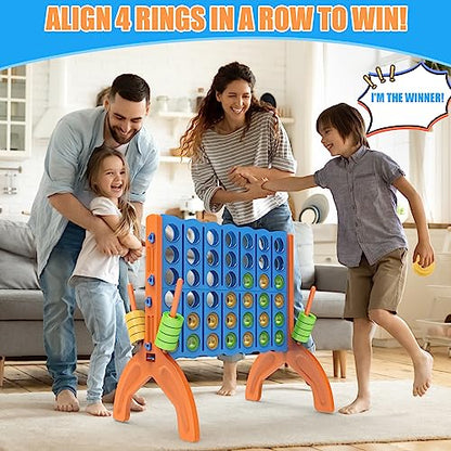 Ayeboovi Giant 4-in-A-Row, Jumbo 4-to-Score Yard Game for Kids and Adults Connect Game Set Toss and Catch Ball Game