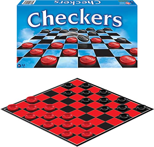 The Game of Checkers, Family Edition, by Winning Moves Games USA | Sturdy board with 24 Plastic Interlocking Checkers, 2 Players, Ages 6+ - size: 15 inches square