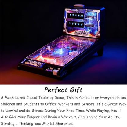 Tabletop Pinball Machine with Lights, Sounds and Scoreboard, Electronic Pinball Ball Shooting Game for Family Kids, Pinball Gifts