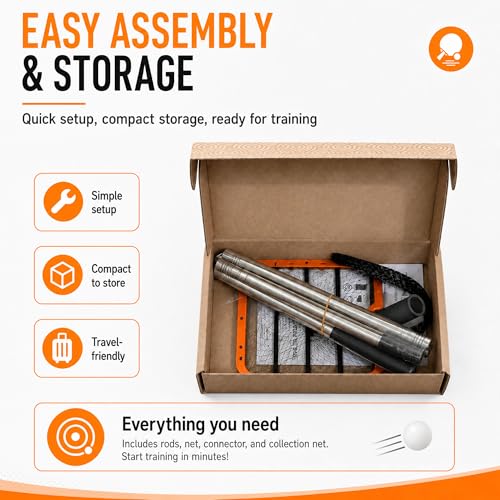 PICK 'N GO Table Tennis Ball Picker - Rapid and Efficient Ping Pong Retrieval Tool - Safe and Easy to Use Table Tennis Accessory for Players and Coaches - color: Orange & Black