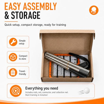 PICK 'N GO Table Tennis Ball Picker - Rapid and Efficient Ping Pong Retrieval Tool - Safe and Easy to Use Table Tennis Accessory for Players and Coaches - color: Orange & Black