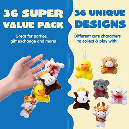 JOYIN Claw Machine Arcade Toy with LED Light & Adjustable Sound, Rechargable Dispenser Toys Mini Vending Machine for Kids, 36 Pack Mini Animal Plush Toy Assortment (36 Units 3" Each),Bulk Stuffed Anim