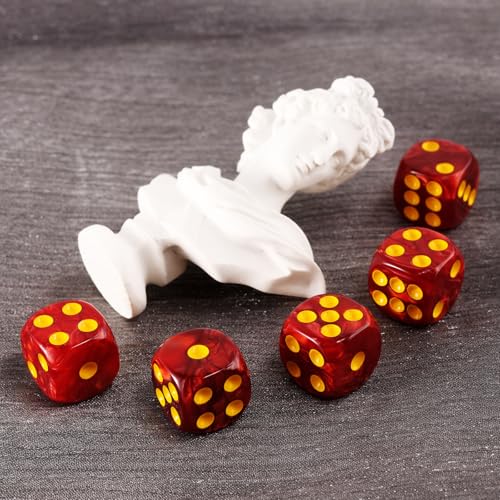 24 of Pack 16MM 6 Sided Dice Set,Pearl Pattern D6 Game Dice Set, 6 Sided Standard Dices for Yahtzee, Bunco or Teaching Math,with Portable Dice Pouch(Red Pearl) - color: 16mm Red Pearl