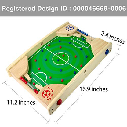Flipkick: Wooden Tabletop Football/Soccer Pinball Games, Indoor Portable Sport Table Board for Kids and Family - style: Flipkick