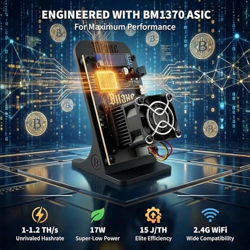 Bitaxe Gamma 601 Bitcoin Miner 1.2TH/s ASIC BM1370 Chip Solo Lottery BTC Miner 18W Low Power Consumption and OLED Display for Home Mining Black - color: Black