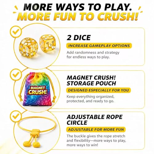 Magnet Crush Magnetic Strategy Board Game (Rainbow) for Kids & Adults, Fun Tabletop Magnet Placement Game, STEM Educational Toy, Family Party Game, Travel Game, Puzzle Brain Teaser, Gift for Ages 9+ - color: Rainbow