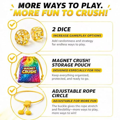 Magnet Crush Magnetic Strategy Board Game (Rainbow) for Kids & Adults, Fun Tabletop Magnet Placement Game, STEM Educational Toy, Family Party Game, Travel Game, Puzzle Brain Teaser, Gift for Ages 9+ - color: Rainbow