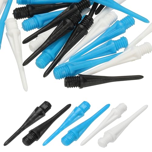 Plastic Dart Tip 2BA Thread Soft Tip Dart Accessories 30 Pack & Black/White/Blue