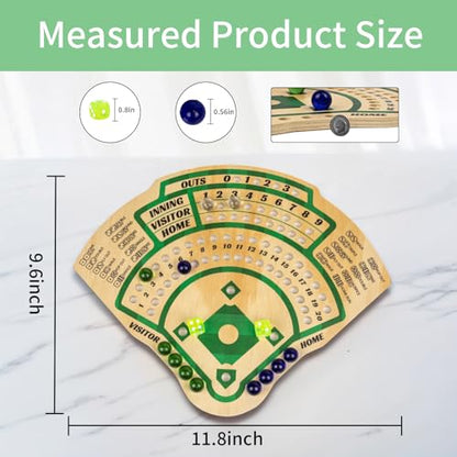 WodGod Baseball Board Game,Baseball Dice Board Game,Solid Wood,12 Colourful Beads and Dice,Manual Included,Portable,Perfect for Home Party,Family Night and Road Trip (Sector)