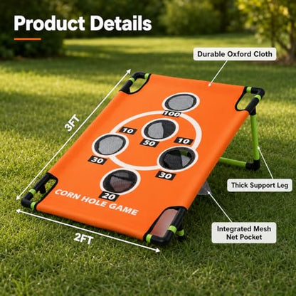 2026 Upgraded Arcade Style Cornhole Board with 8 Bean Bags|3x2 FT Regulation Corn Hole Games|15+ Multi-Games| Durable All-Weather Fabric for Outdoor Fun Camping Travel Beach Yard Backyard Lawn