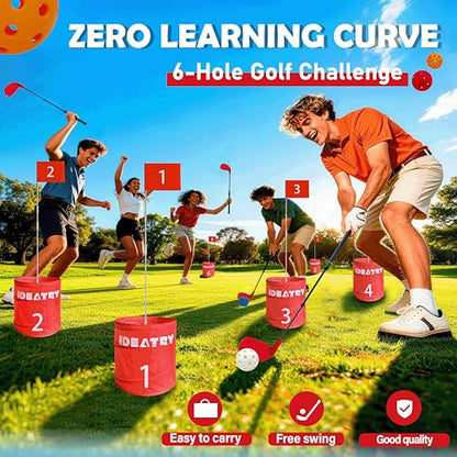 Ultimate 6 Holes Backyard Outdoor Golf Games with 2 Adjustable Clubs, Lawn Golf Game for Adults to Practice, Idea for Camping/Party/Beach