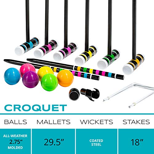 Franklin Sports Bluetooth Croquet - 6 Mallets and Balls - Carry Bag -Bluetooth Speaker