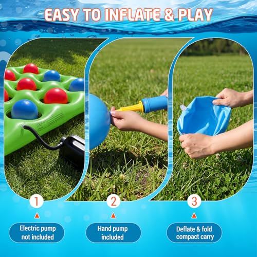 Upgraded Pool Toys 12-Square Pool Tic Tac Toe Game Set With 12 Inflatable Balls, Pool Games for kids/Adults/Teens, Inflatable Pool Games, Suitable Pool Beach Party Birthday Favors & Family, Green - color: Green