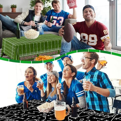 GREHUMOR Football Tablecloth 3 Pack Party Decorations Supplies 54"X108" Large Football Theme Disposable Plastic Table Cover for Birthday Game Day Tailgate Party Decor