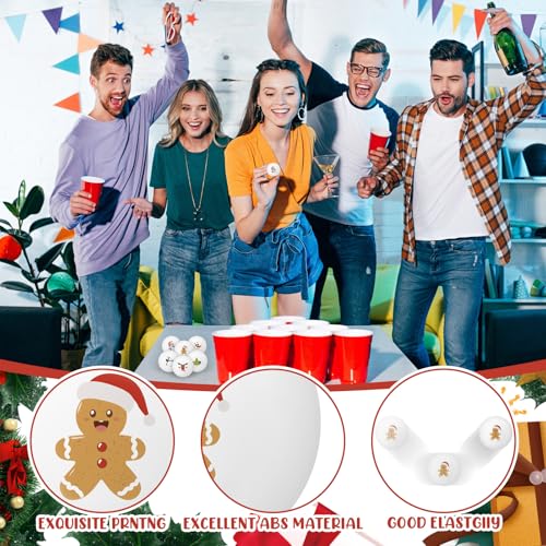 Gemscream 60 Pcs Christmas Table Tennis Balls Bulk 40mm White Beer Table Tennis Balls Christmas Image Holiday for Xmas Party Playing Favors Decoration Props