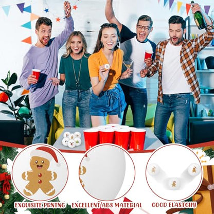 Gemscream 60 Pcs Christmas Table Tennis Balls Bulk 40mm White Beer Table Tennis Balls Christmas Image Holiday for Xmas Party Playing Favors Decoration Props
