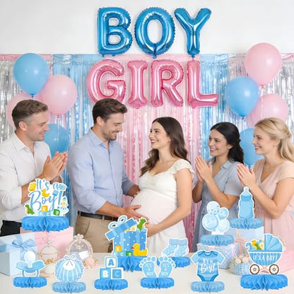 Boy Baby Shower Decorations Set - Kit with blue Honeycomb Centerpiece, Baby Reveal & Themed Table Decor for the Baby Boy Shower Decorations - style: Boy