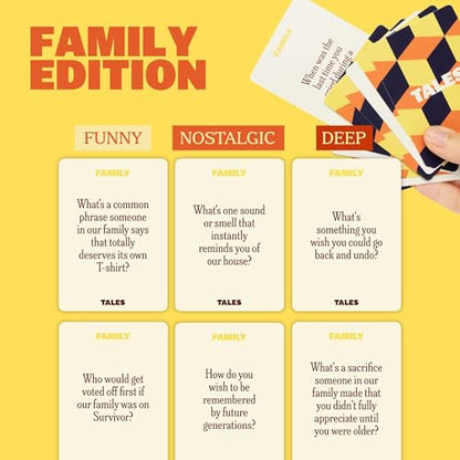 TALES Family Edition 150 Conversation Cards for Family Game Night, Adults, Teens, and Kids, Family Dinners, and Gatherings, Prompts for Meaningful Connections - color: Family Edition