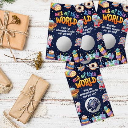 50 Pcs Out of This World Scratch off Cards, Funny Outer Space Theme Scratch Cards for Birthday Party, Lottery Group Reveal Games Activity Supplies, Galaxy Theme Party Supplies (Dark Blue) - color: Dark Blue