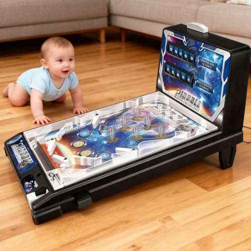 LED Pinball Machine for Adults Electronic Tabletop Pinball Toy with Light and Sound Effects for Kids and Family with Digital Counter and Arcade Game Sounds