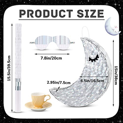 Deekin Silver Moon Piñata Hanging Gender Reveal Piñata Half Moon Decorations with Blindfold and Stick for Birthday Party Supplies, 15.7 x 6.5 x 3 Inches - style: Silver Moon