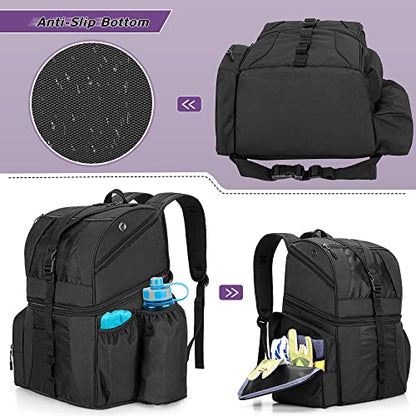 DSLEAF Bowling Backpack and Separate Ball Bag Combo, Bowling Ball Bag with Wooden Ball Holder and Shoe Compartment for US Mens 16 and Multi-Pockets for Accessories (Patent Design)