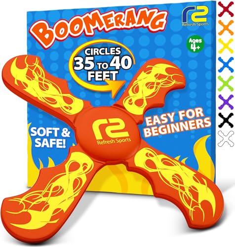 Boomerang for Kids - Fun & Easy To Use - Toys for Ages 8-13 - Birthday Gifts for Kids 5 6 7 8 9 10 Year Old Boy Gift - Best Outdoor Summer Gifts For 4 5 6 7 8 Year Old Boys Gift Ideas for All Ages - color: Red