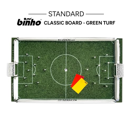 Binho Board Classic Board Game Green Turf - 2-Player Fast-Paced Finger Flicker Pinball Family Board Games - Portable Tabletop Sports Game Set for Any Occasion