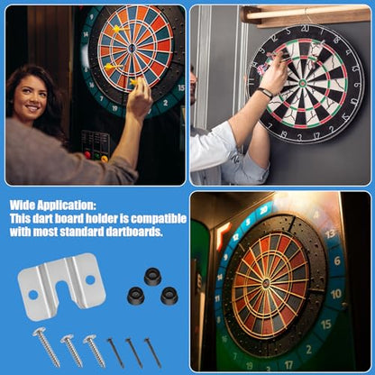 Mabor 2 Set Portable Dart Board Mounting Bracket, Includes Screws, Nails and Stabilisers Dart Board Hanging Hardware Kit Wall Bracket for Hanging Dartboard