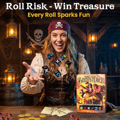 Messy Table Games Booty Dice Pirate Dice Game | Quick party night game for adults and kids, fast-paced strategy tabletop play, family entertainment ages 8+