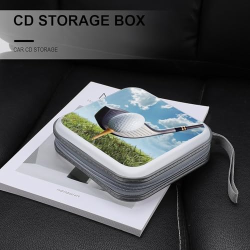 Golf Club CD Case Holder 40 Capacity DVD Case Wallet Portable Hard Plastic Disc Cases Storage Binder Large Storage Disc Wallet Bag with Zippers for Car Home Office Travel