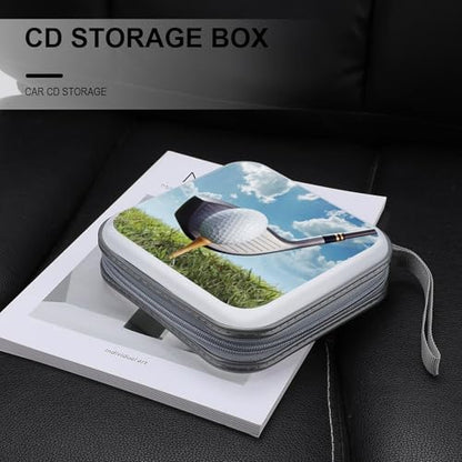 Golf Club CD Case Holder 40 Capacity DVD Case Wallet Portable Hard Plastic Disc Cases Storage Binder Large Storage Disc Wallet Bag with Zippers for Car Home Office Travel