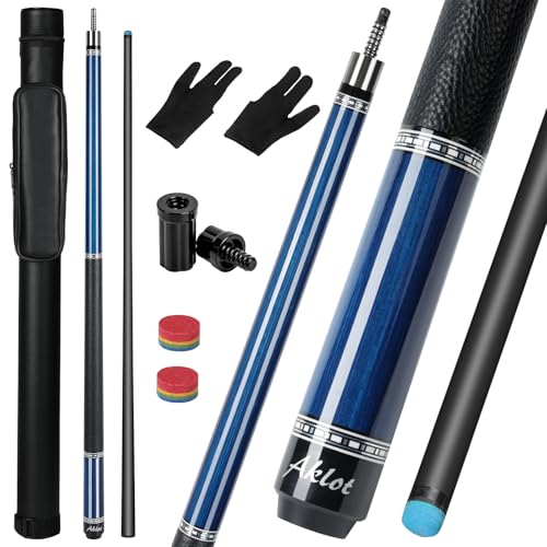 AKLOT Carbon Fiber Pool Cue Stick 58", Billiard Cue Sticks 19-19.5oz, Low Deflection Billiard Stick with 12.5mm Tip, Professional Carbon Fiber Pool Sticks for Adults - color: Deep Sea Gaze