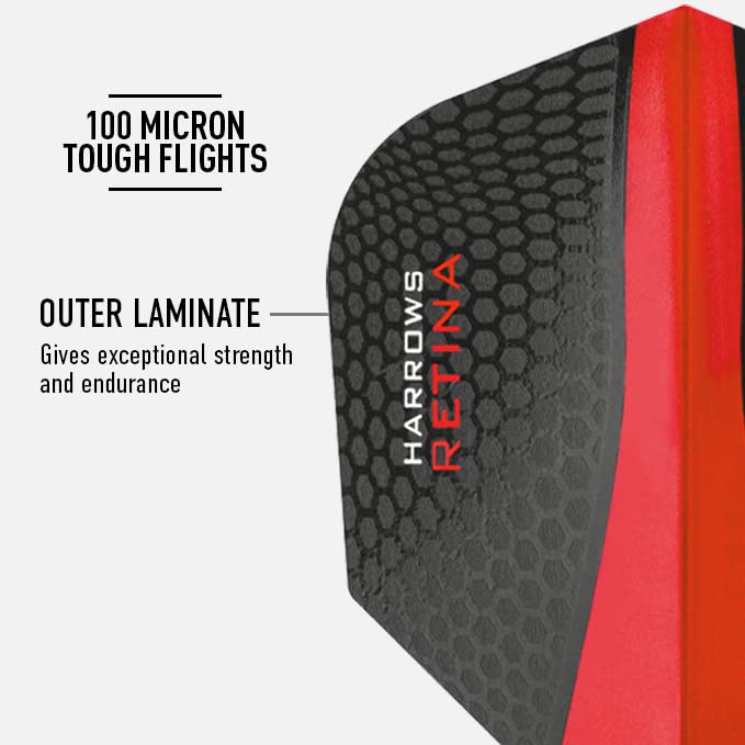 Harrows Retina | Premium Extra Strong 100 Micron Dart Flights in Standard Shape … - color: Red