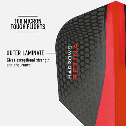 Harrows Retina | Premium Extra Strong 100 Micron Dart Flights in Standard Shape … - color: Red